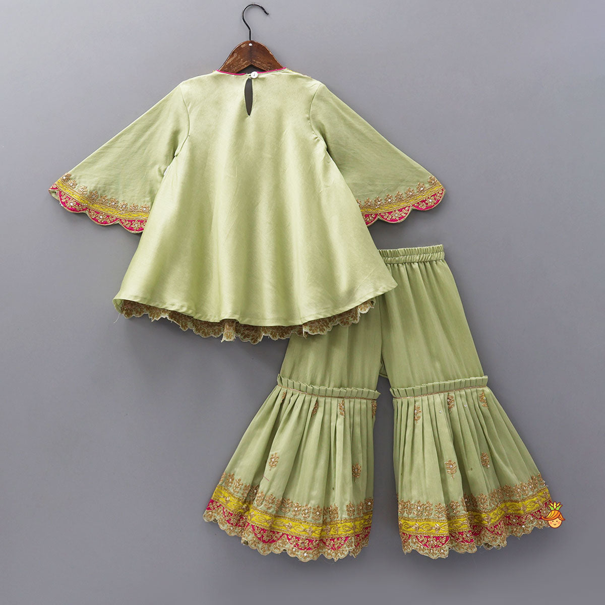 Stylish Scalloped-Sleeve Kurti And Sharara