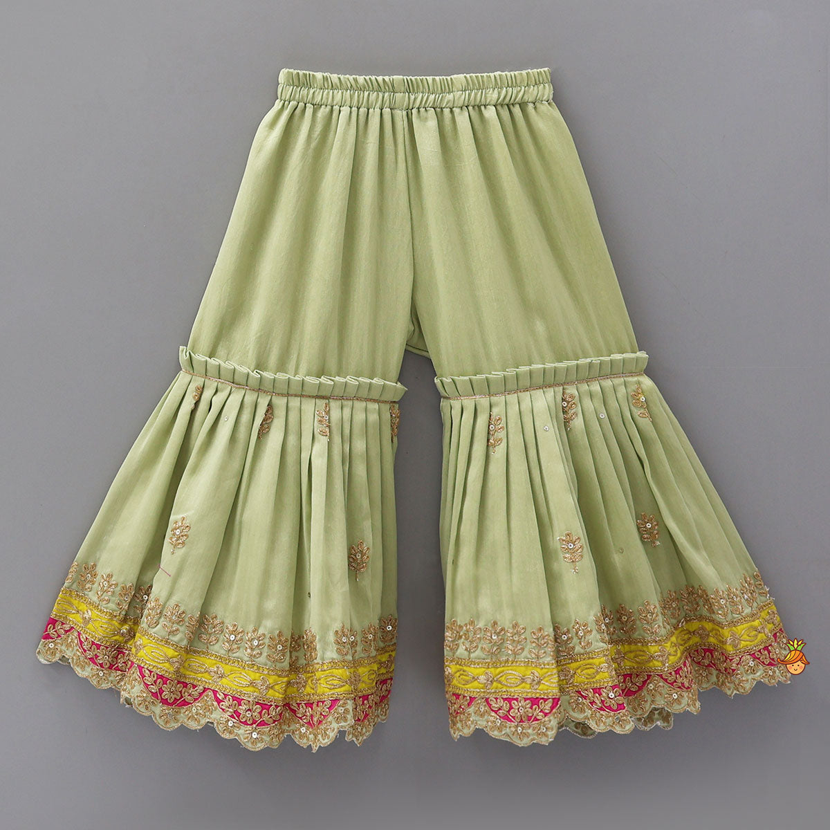 Stylish Scalloped-Sleeve Kurti And Sharara