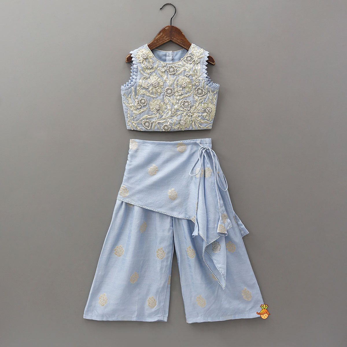 Gota Work Top And Drape-Style Palazzo