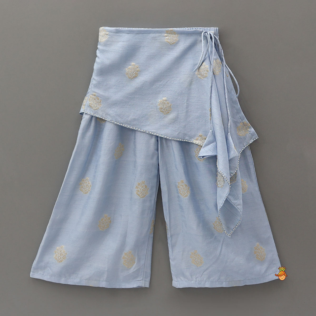 Gota Work Top And Drape-Style Palazzo