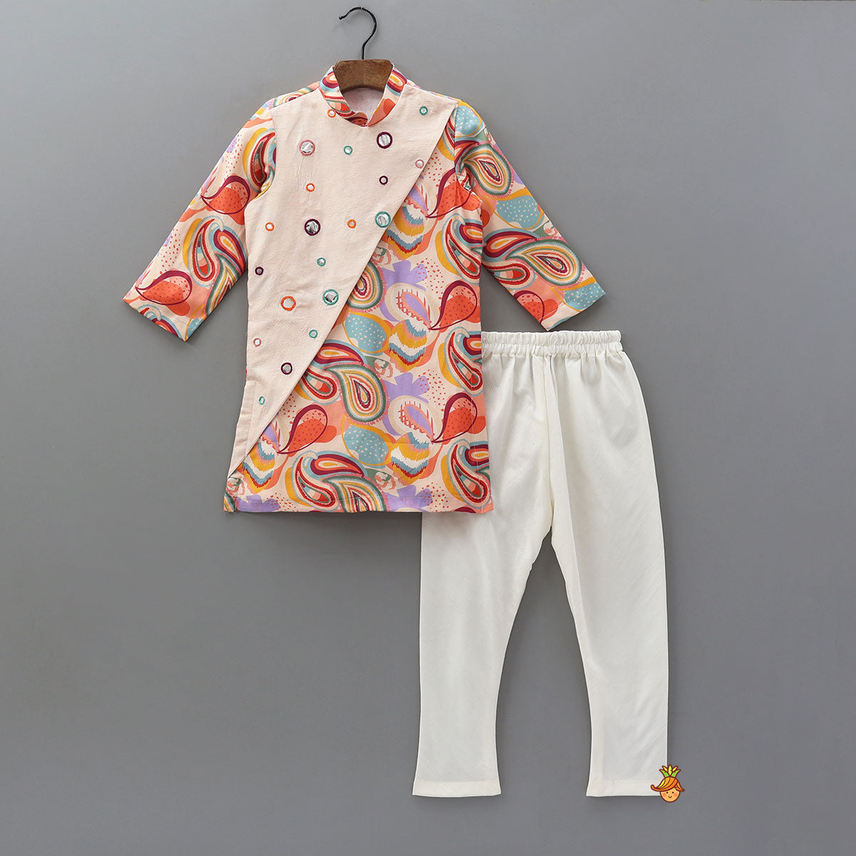 Printed Side-Flap Kurta And Churidar