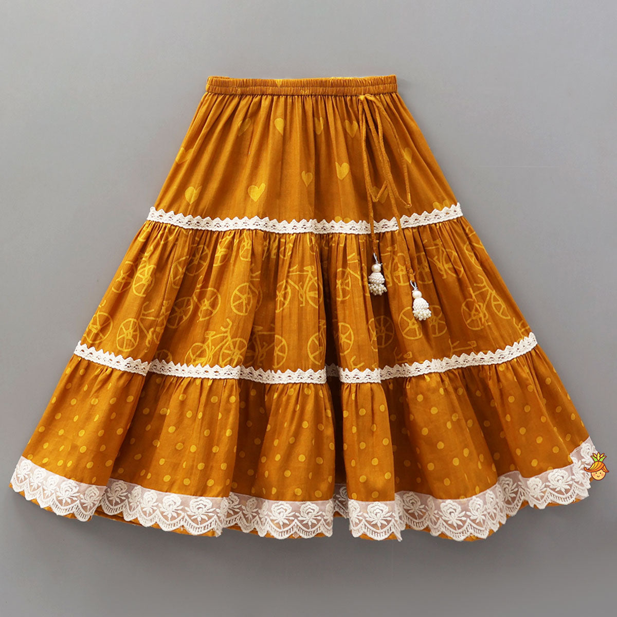 Elegant V-Neck Printed Top With Matching Lehenga