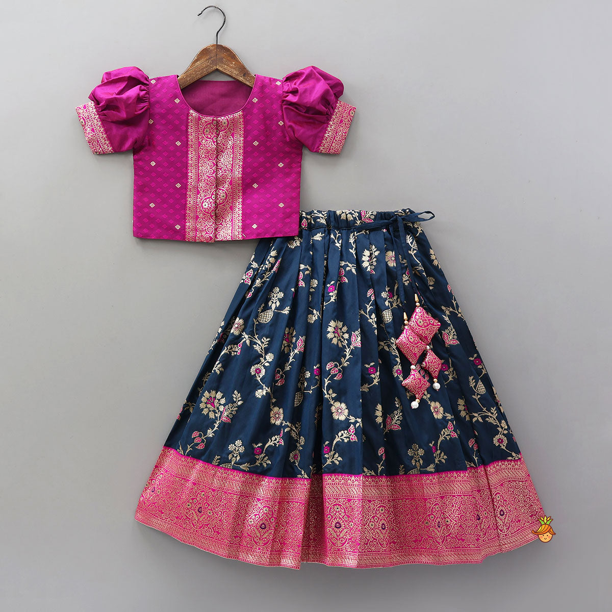 Puff Sleeves Top With Brocade Lehenga