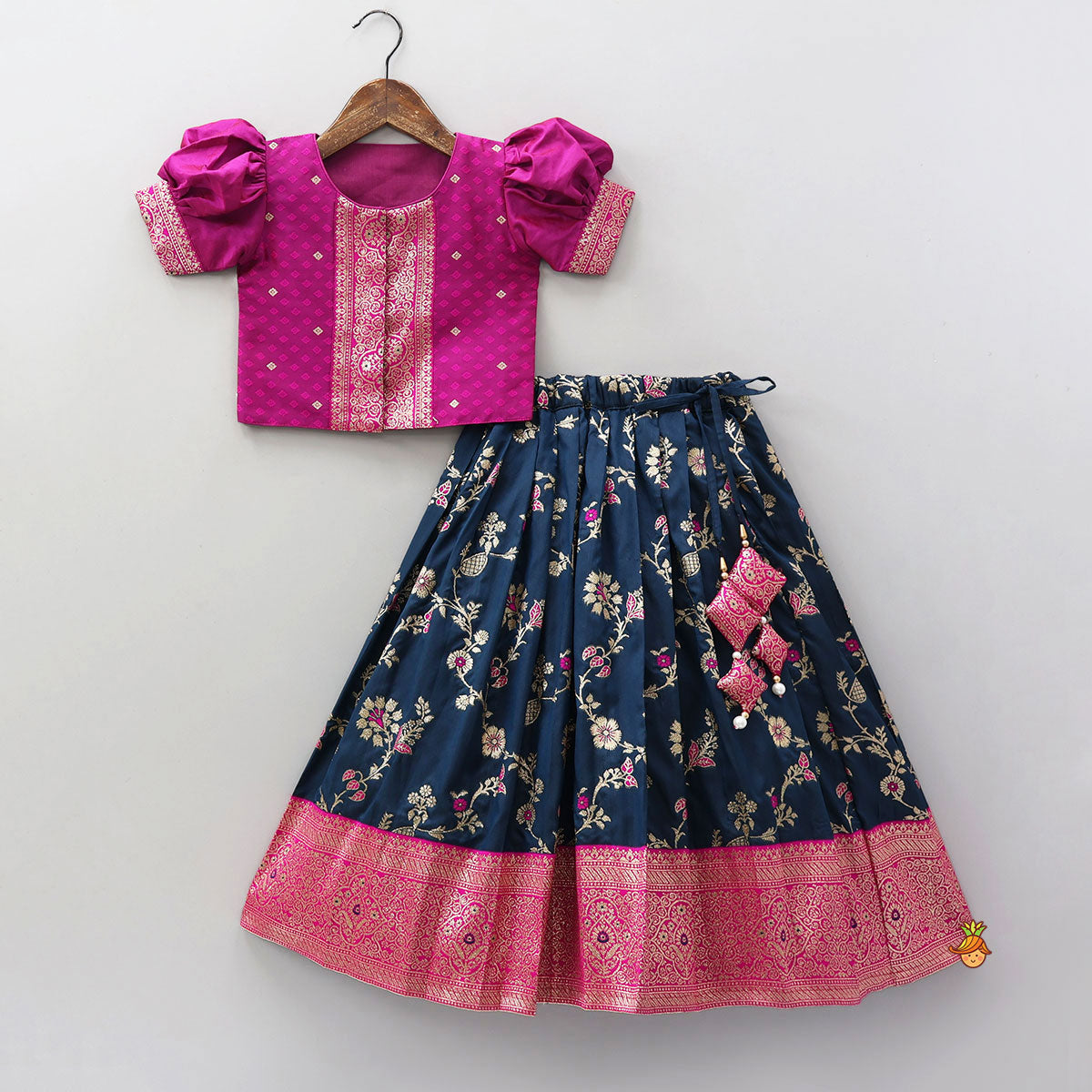 Puff Sleeves Top With Brocade Lehenga