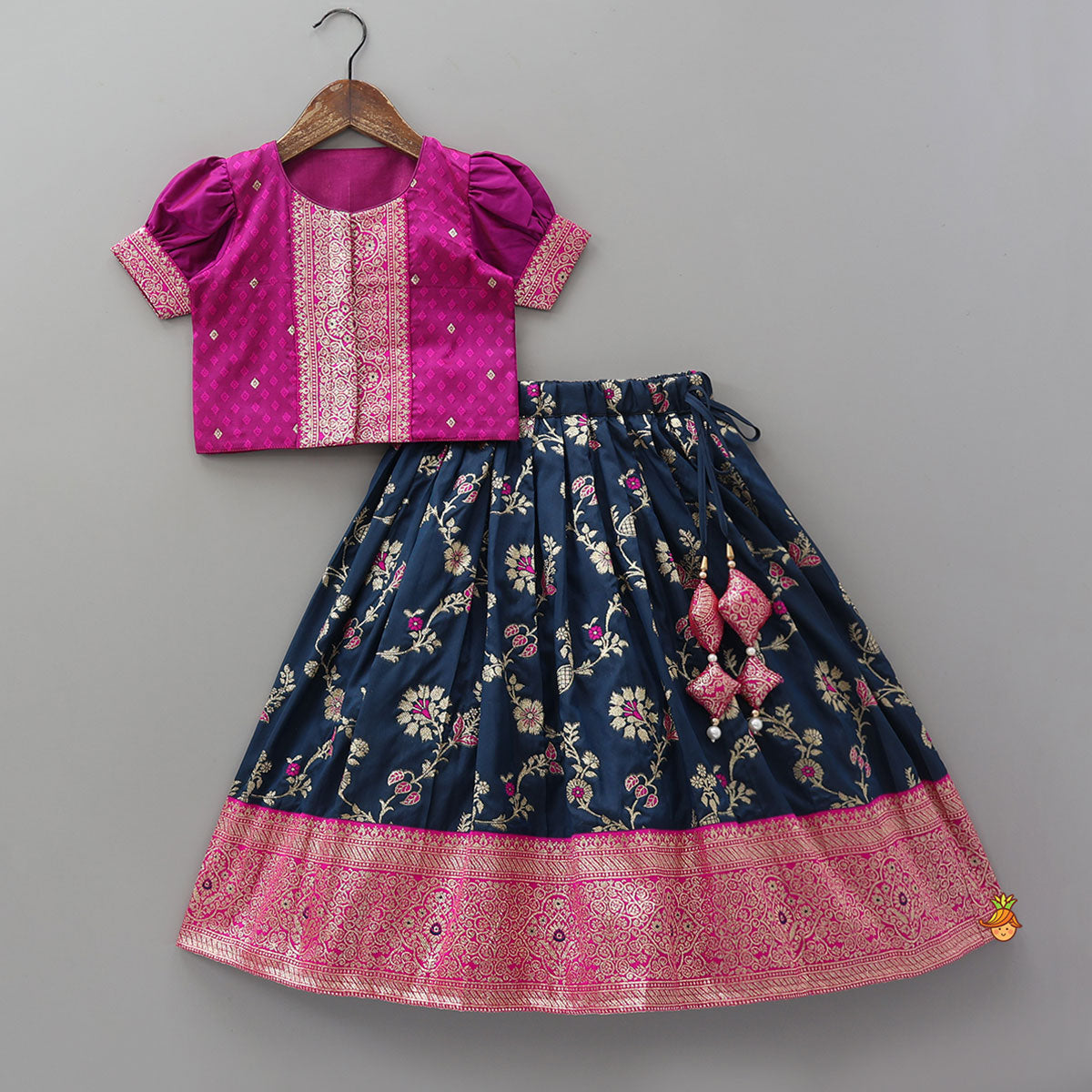 Puff Sleeves Top With Brocade Lehenga