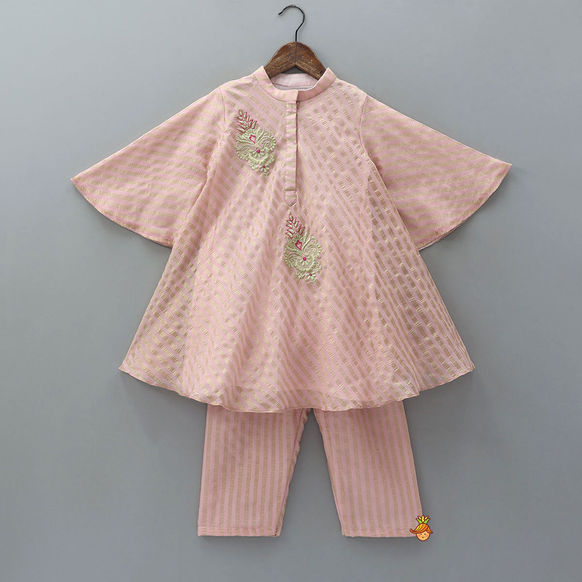 Flared Sleeve Striped Kurti And Pant