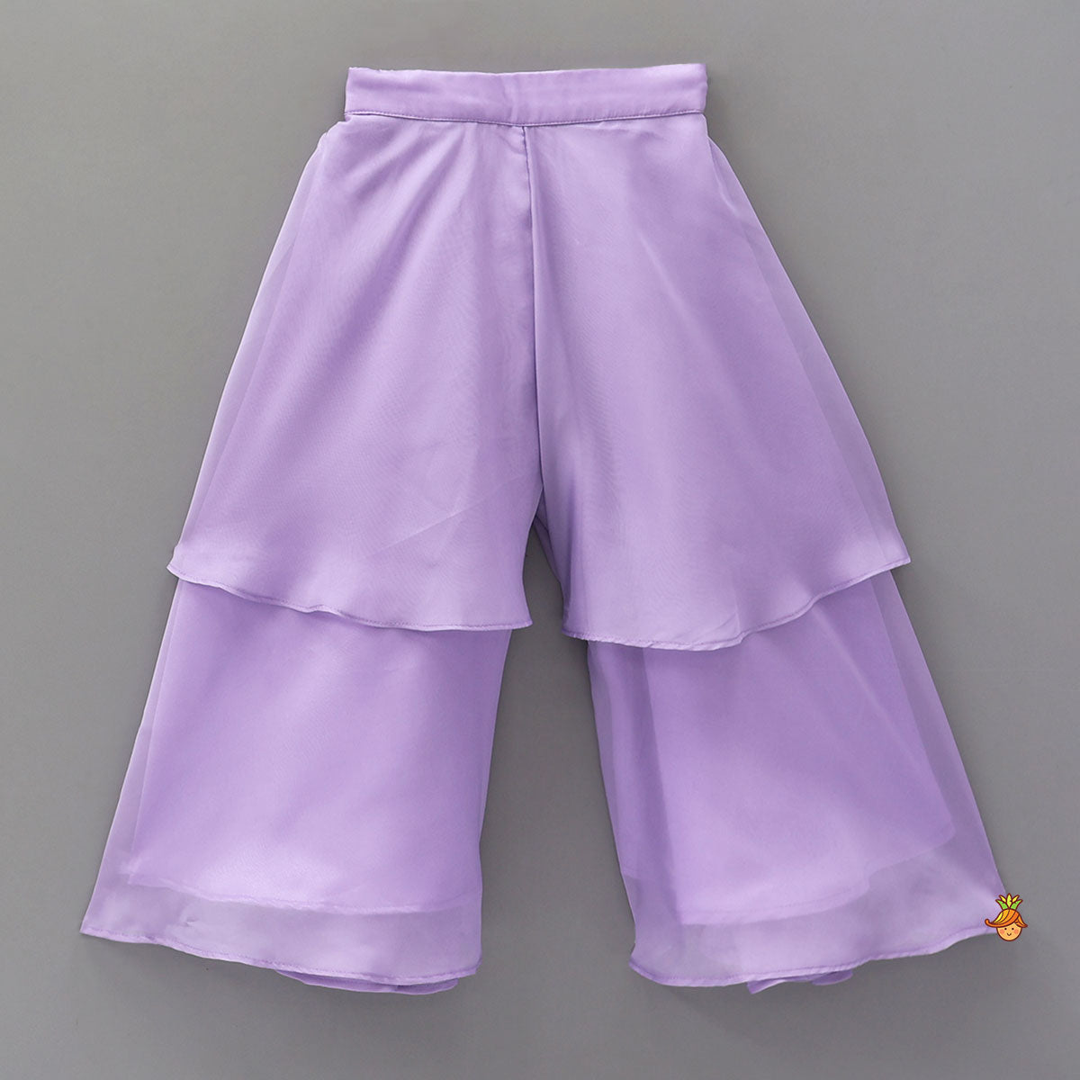 Sequin-Embellished Handcrafted Kurti And Layered Palazzo