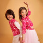 Ethnic Kurta With Adorable Floral Work Jacket And Pyjama twinning model image 3