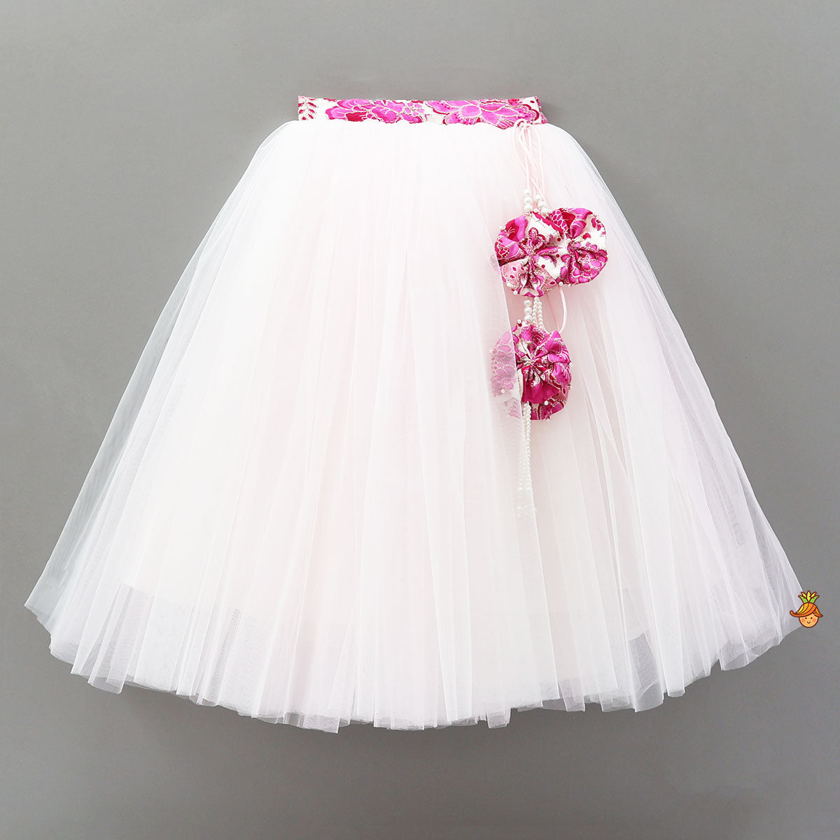 Stand Collar Elegant Top And Floral Tassels Embellished Lehenga