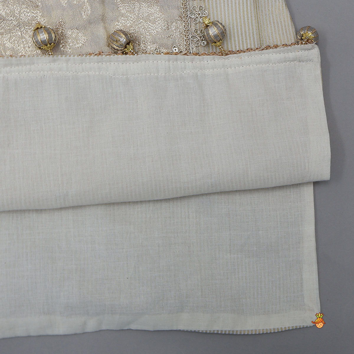 Shimmery Striped Kurti And Pant With Net Dupatta