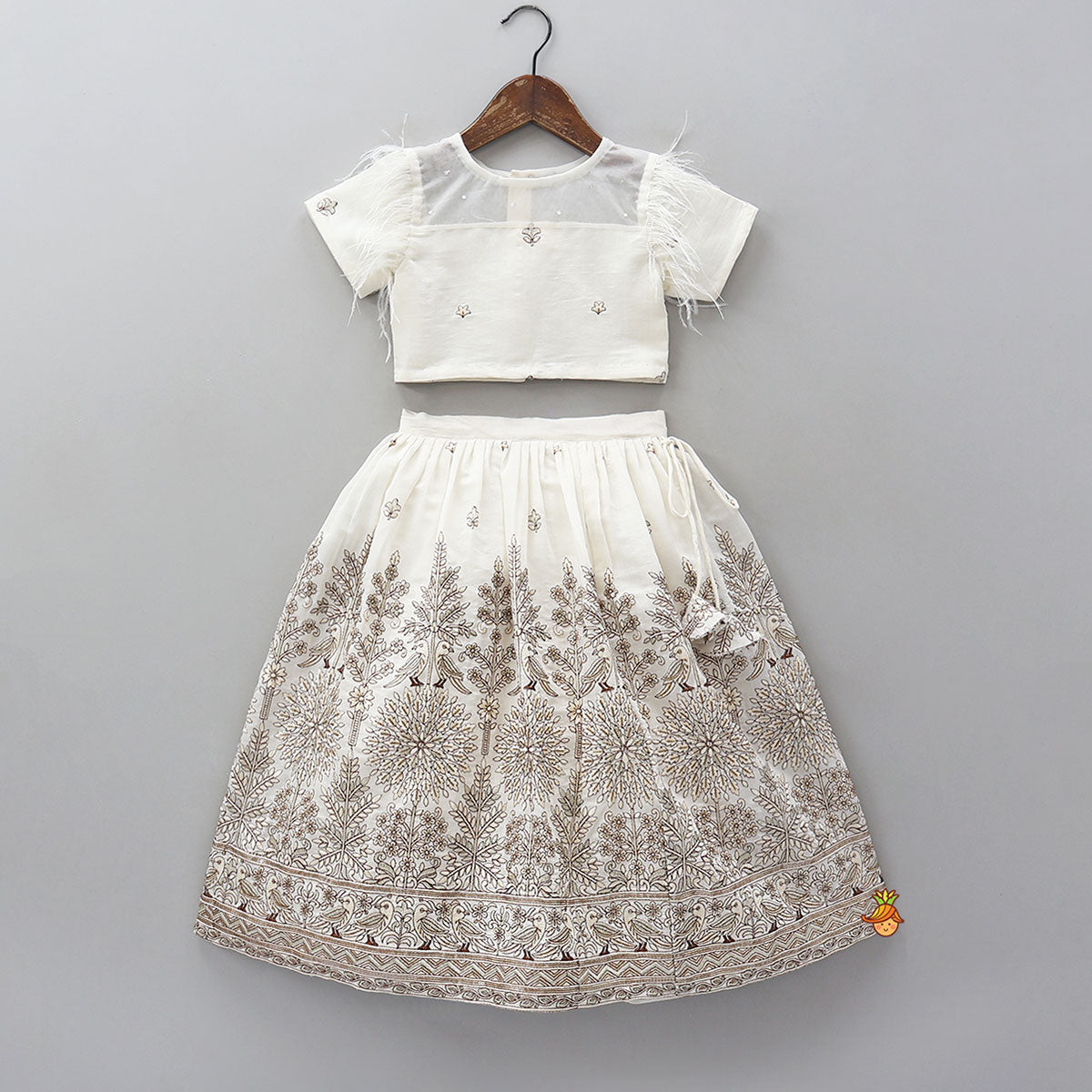 Round Neck Top And Beautifully Embroidered Lehenga With Net Dupatta