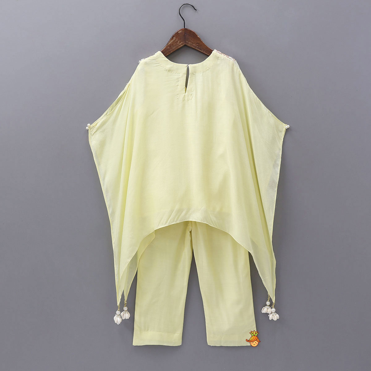 Yoke-Embroidered Kaftan Kurti And Pant