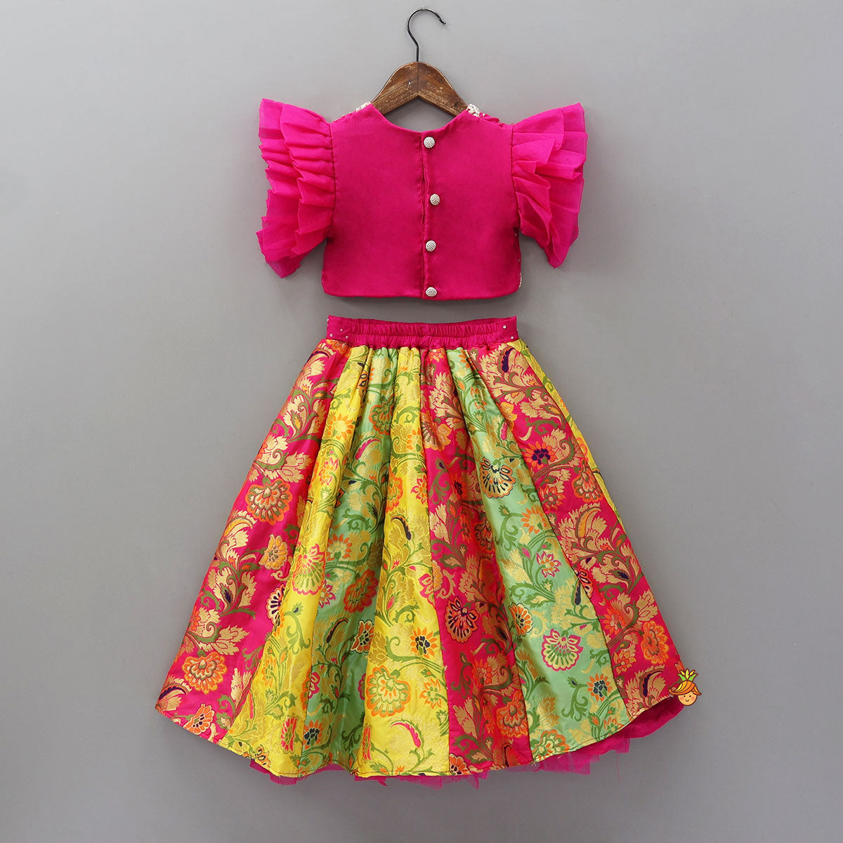 Sequins Work Organza Top And Brocade Lehenga