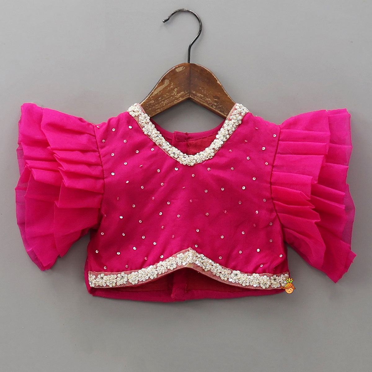 Sequins Work Organza Top And Brocade Lehenga