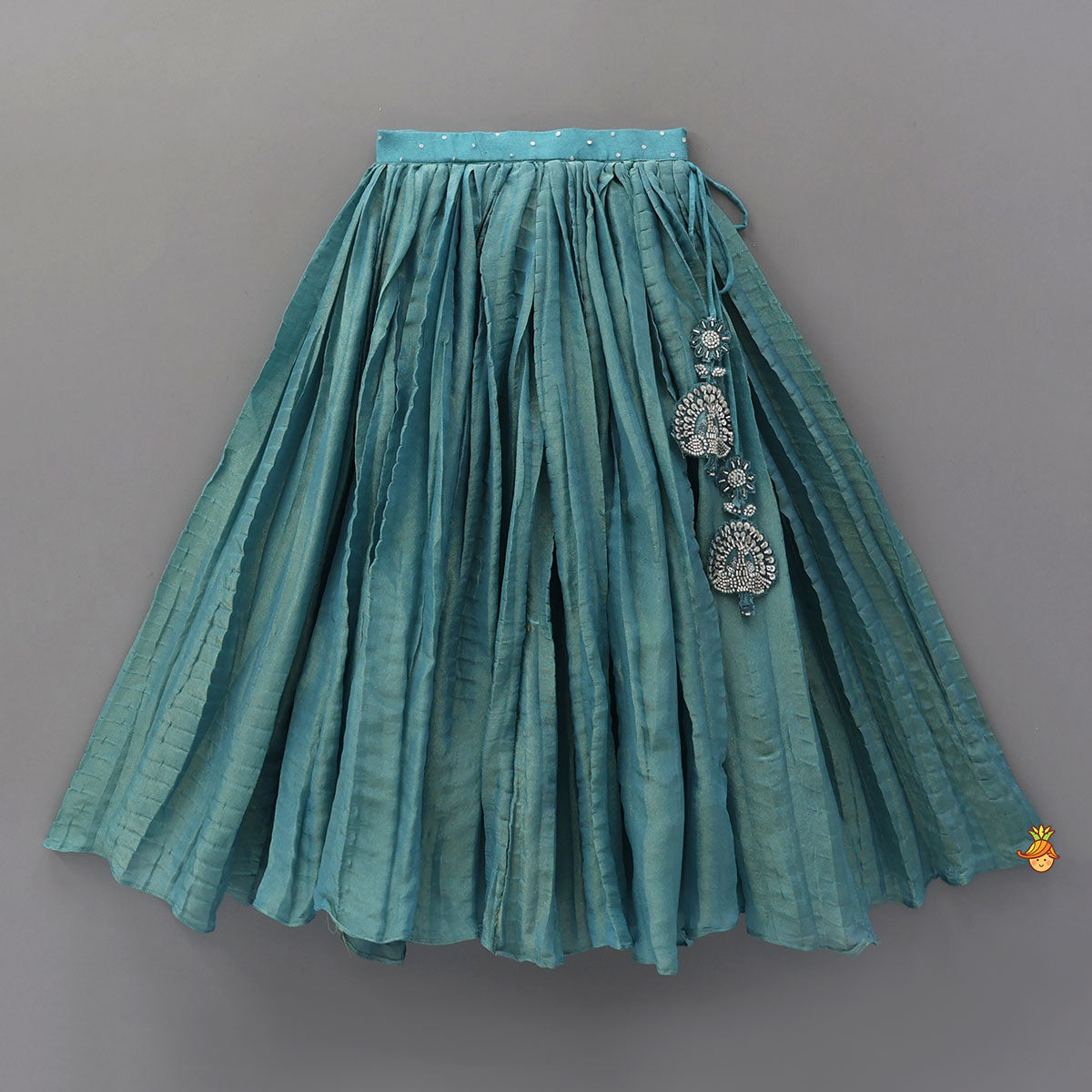 Heavy Embroidered High-Low Shimmery Top And Lehenga