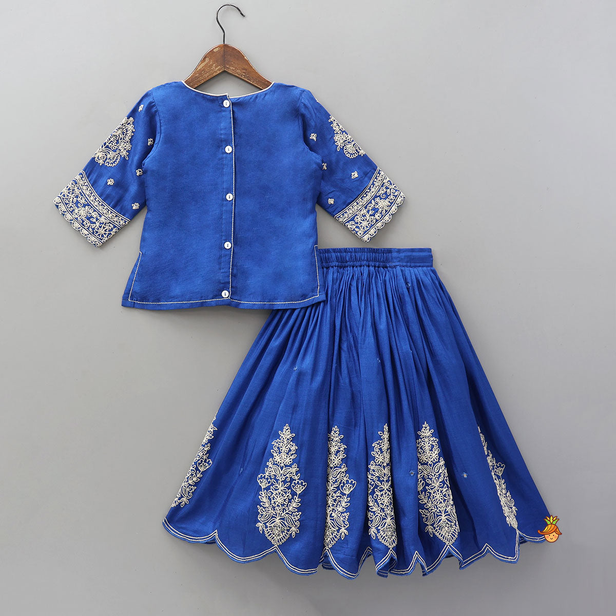 Patch Pocket Detail Stylish Kurti And Lehenga