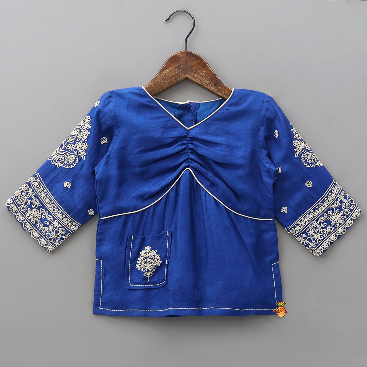 Patch Pocket Detail Stylish Kurti And Lehenga