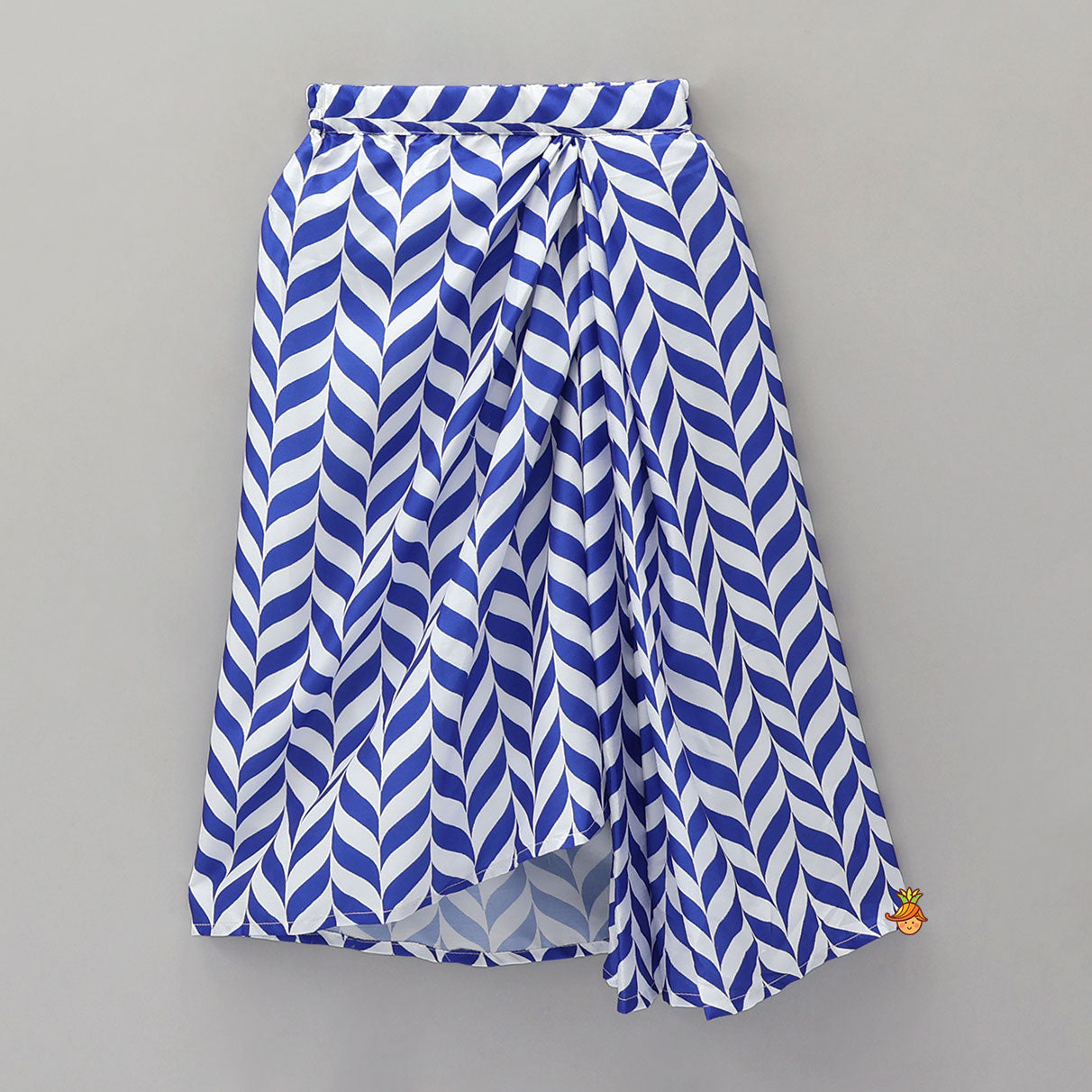 Strappy Crop Top And Dhoti Style Skirt With Printed Matching Cape