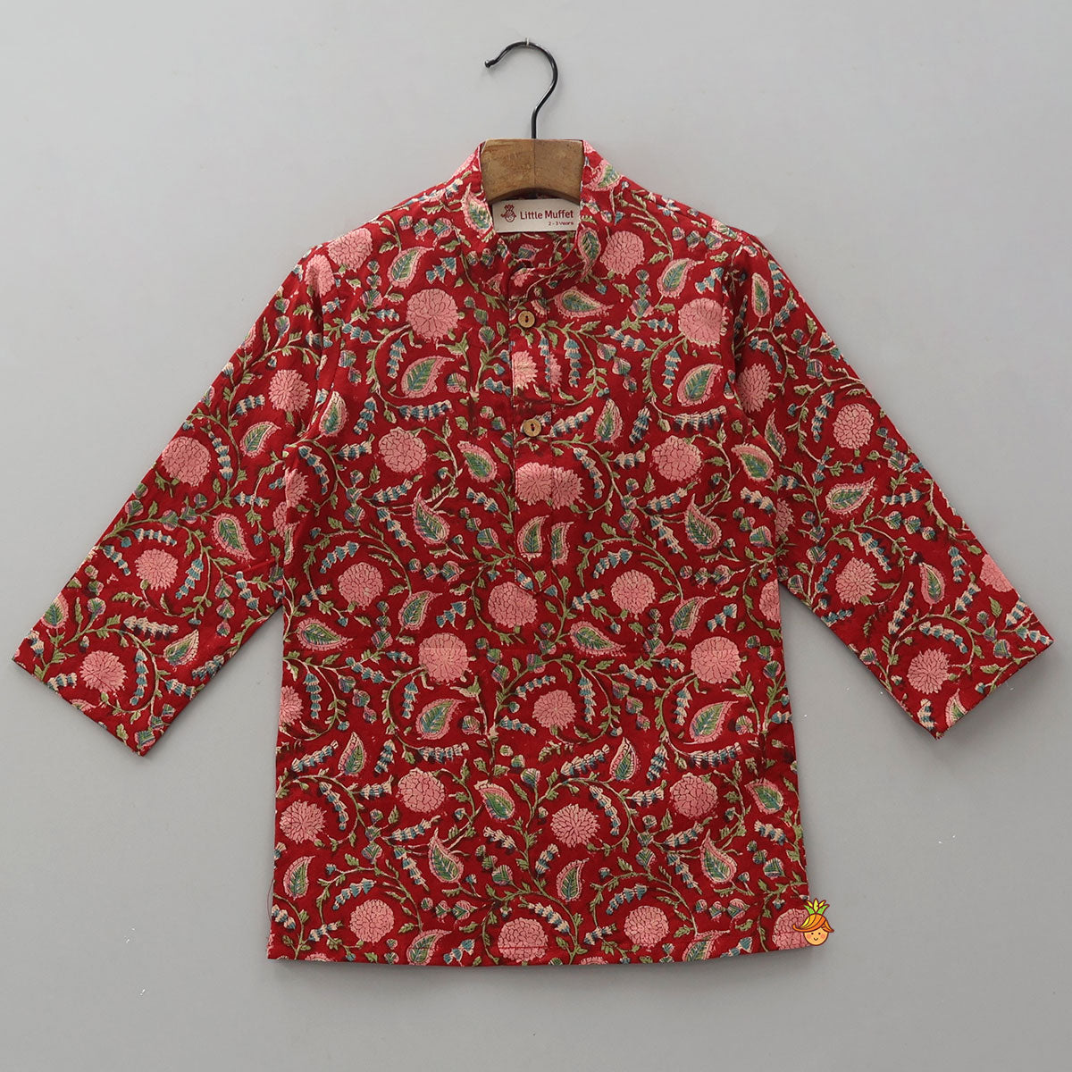 Ethnic Kurta With Loop Buttons Detail Jacket And Dhoti