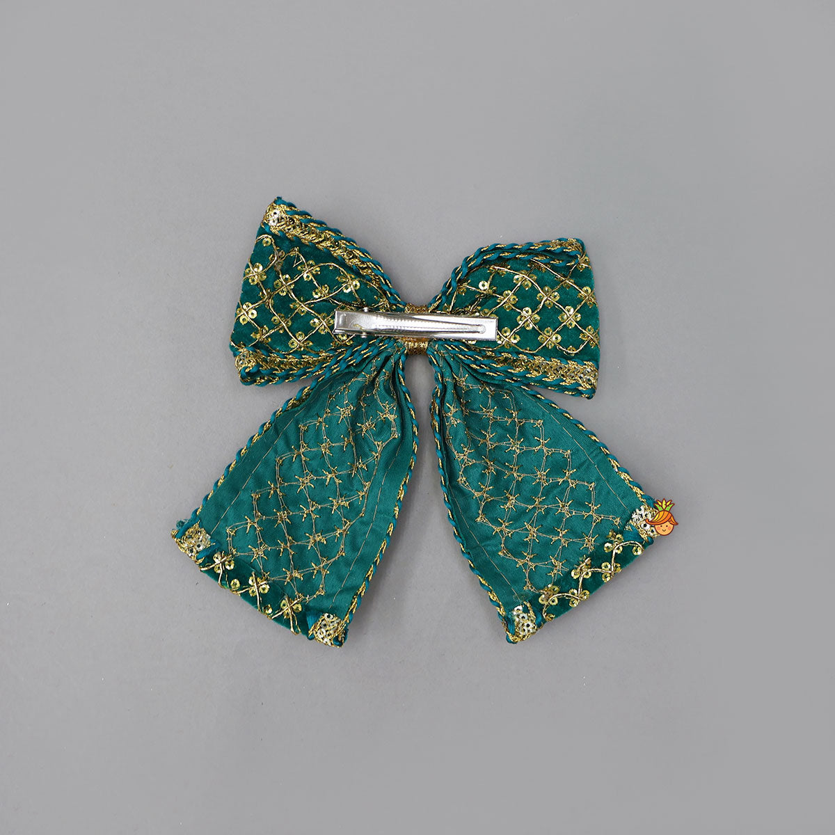 Square Design Embroidered Velvet Hair Clip