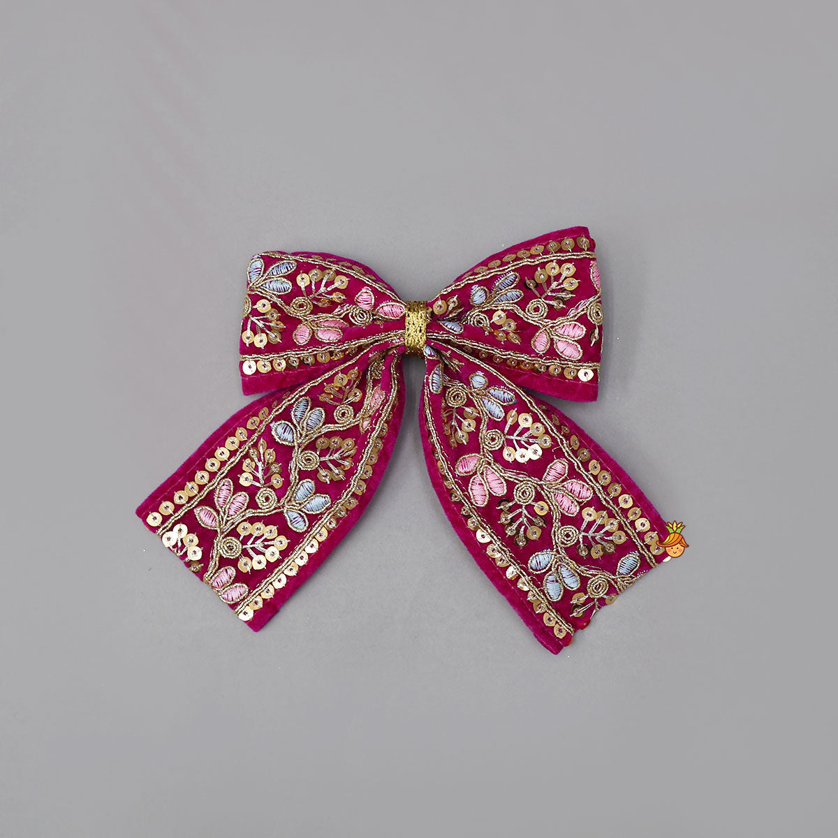 Intricate Embroidered Velvet Hair Clip
