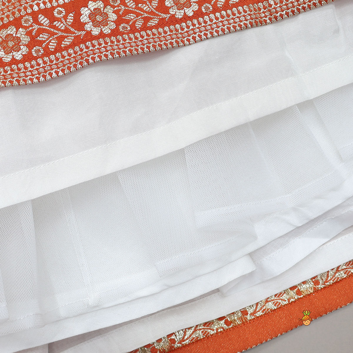 Beautiful Floral Motif Work Top And Lehenga With Matching Dupatta And Potli Bag
