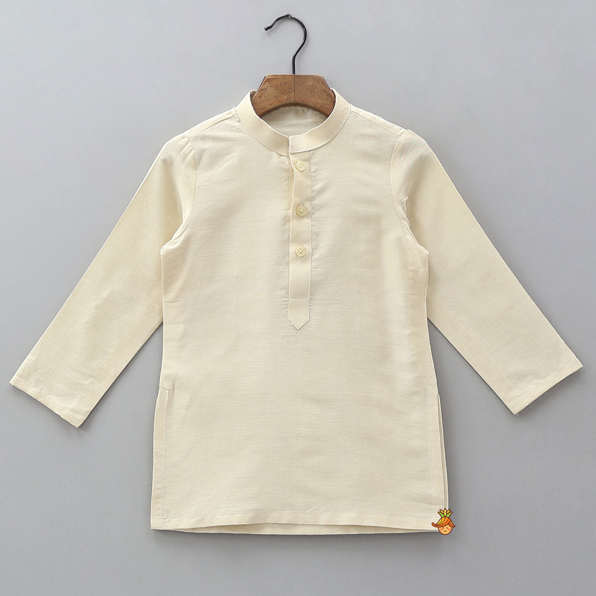 Ethnic Kurta And Diagonal Faux Button Detail Jacket With Pyjama