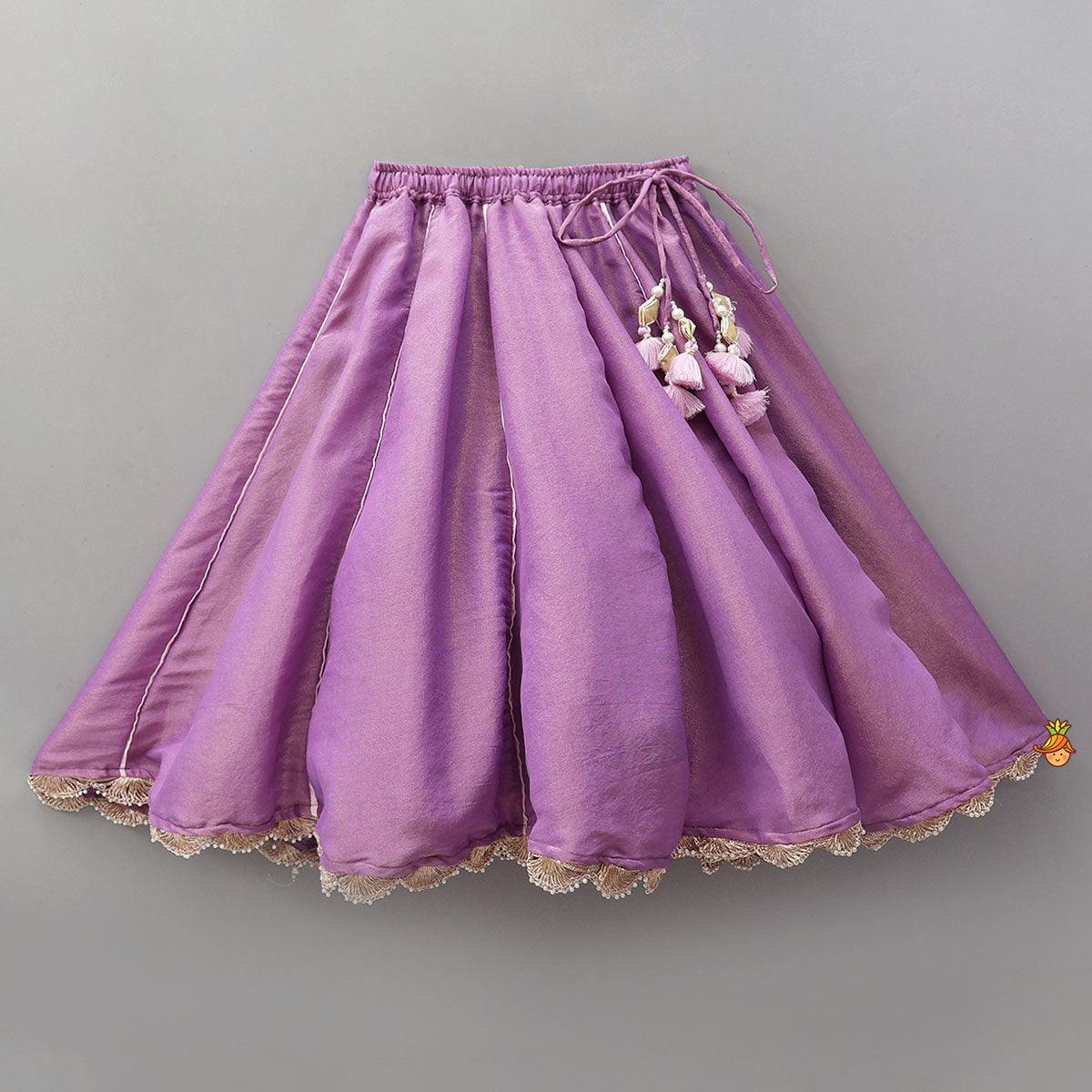 Jacket-Style Embroidered Shimmery Top And Lehenga