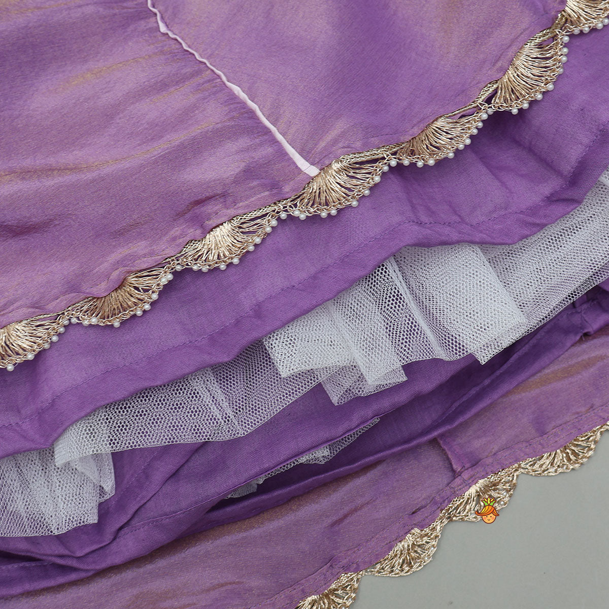 Jacket-Style Embroidered Shimmery Top And Lehenga