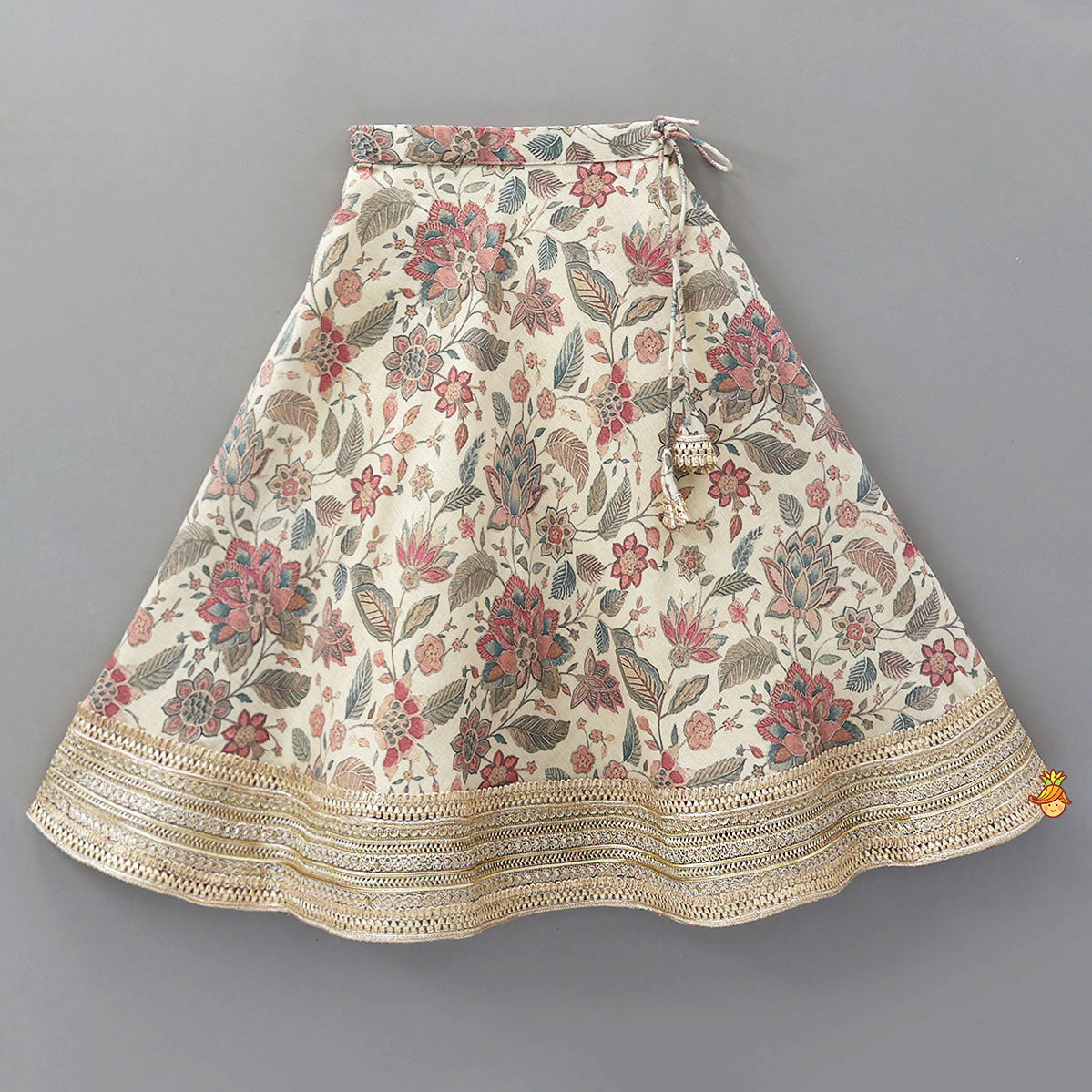 One-Shoulder Organza Layered Top And Lehenga