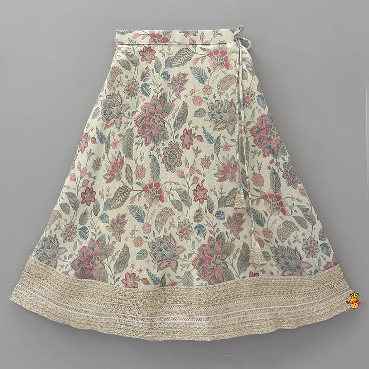 One-Shoulder Organza Layered Top And Lehenga