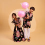 Floral Printed And Embroidered Top With Matching Lehenga And Organza Dupatta twinning model image 2