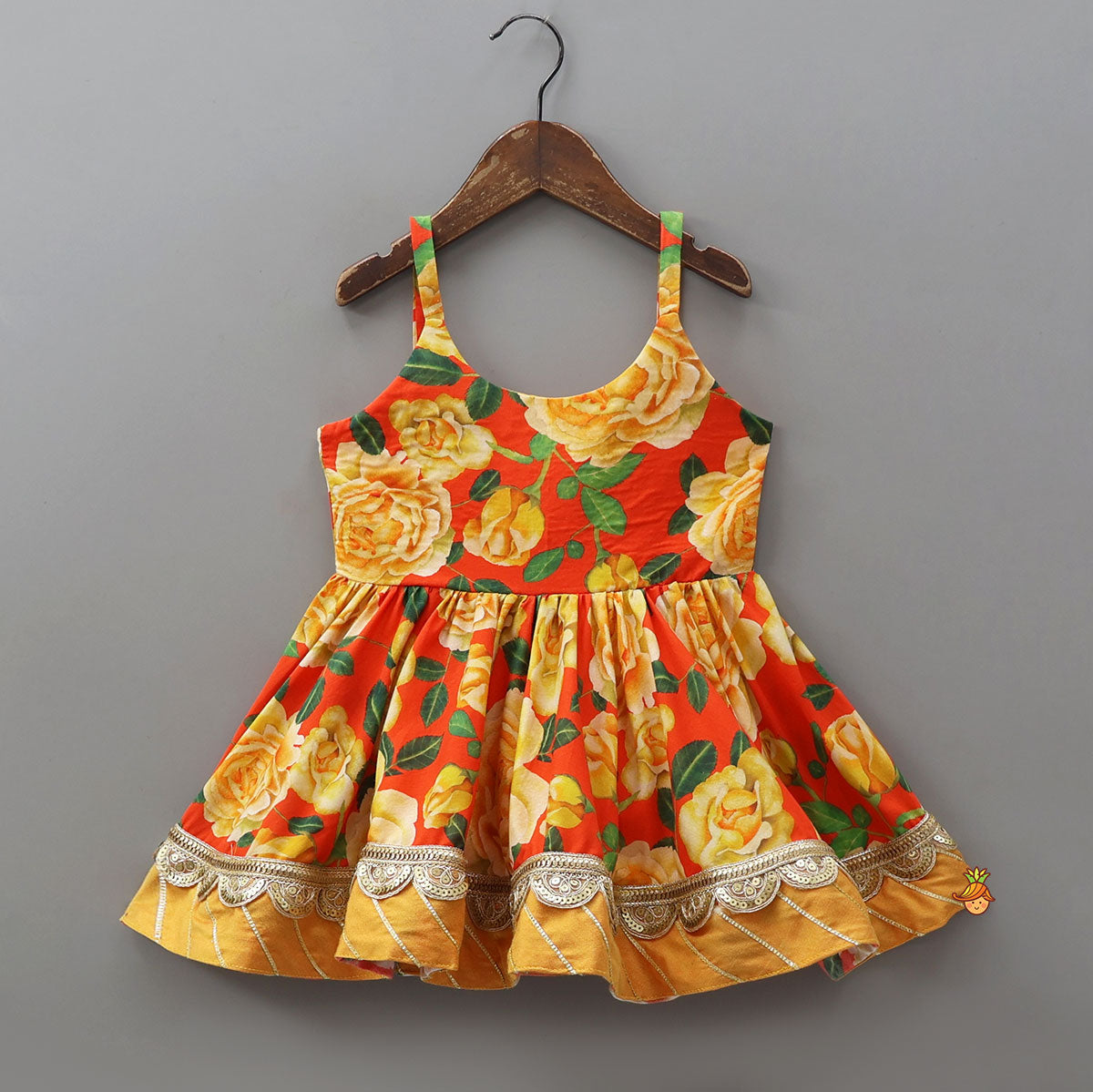 Beautifully Printed Strappy Kurti With Flared Palazzo And Matching Dupatta