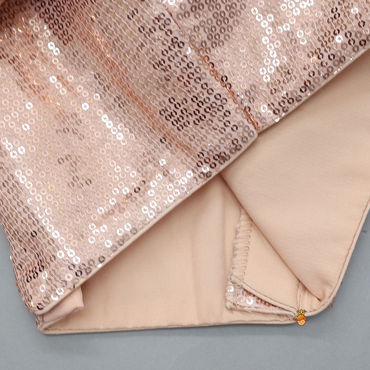 Sequined Crop Top And Matching Sheen Lehenga With Scalloped Lace Work Dupatta