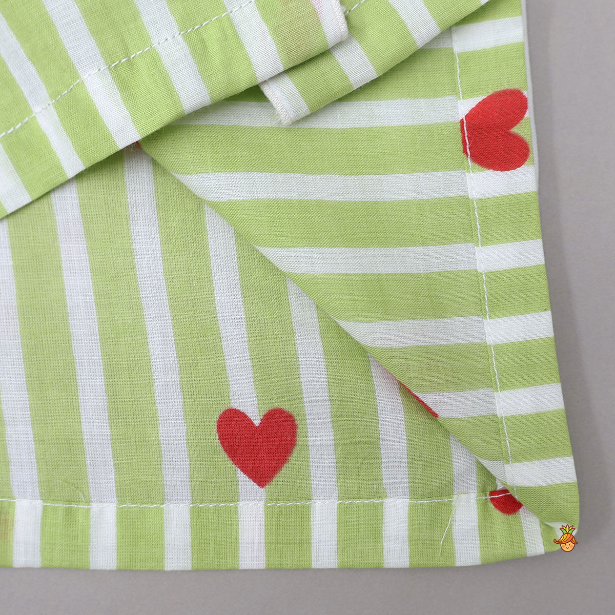 Stripes And Heart Printed Sleepwear Set