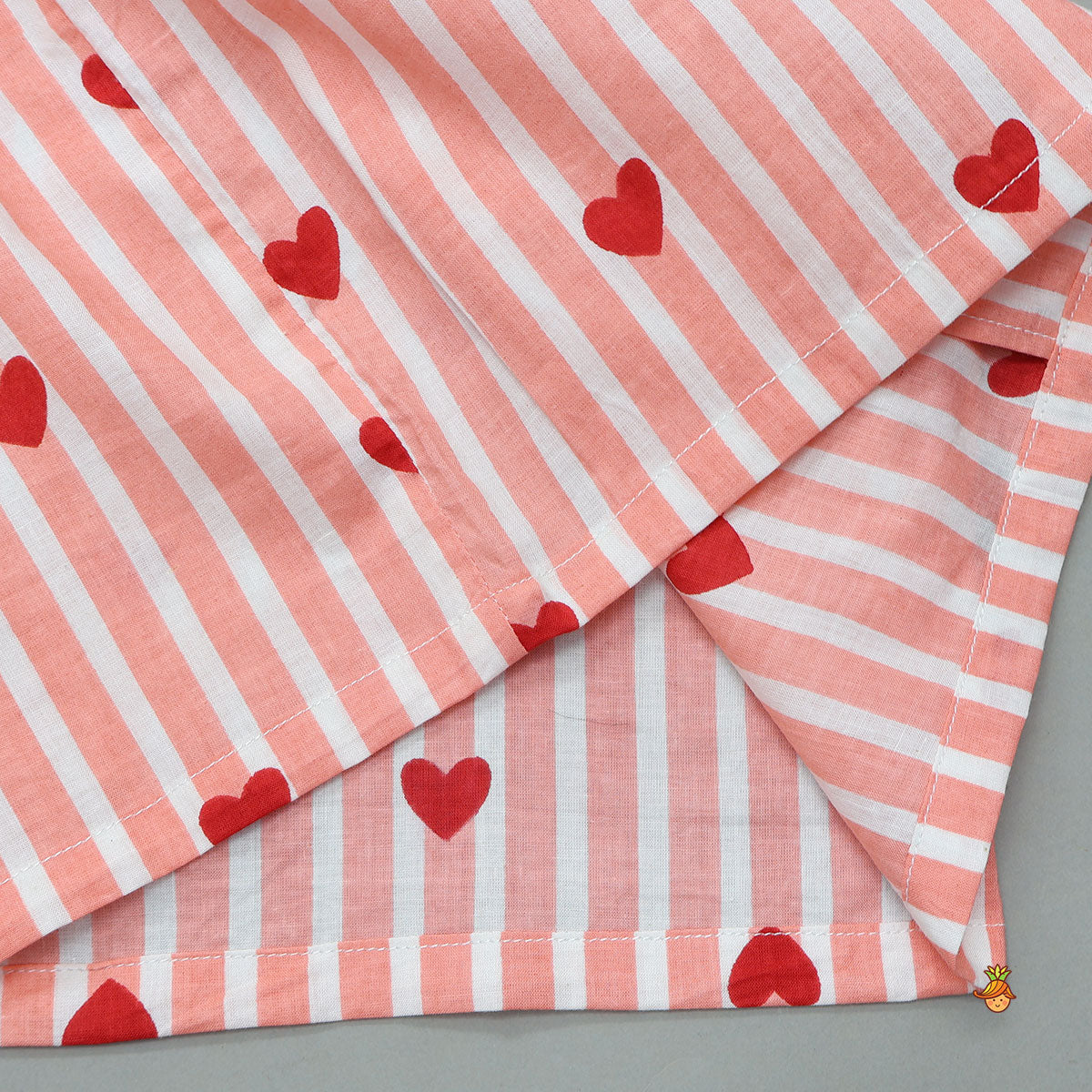 Stripes And Heart Printed Sleepwear