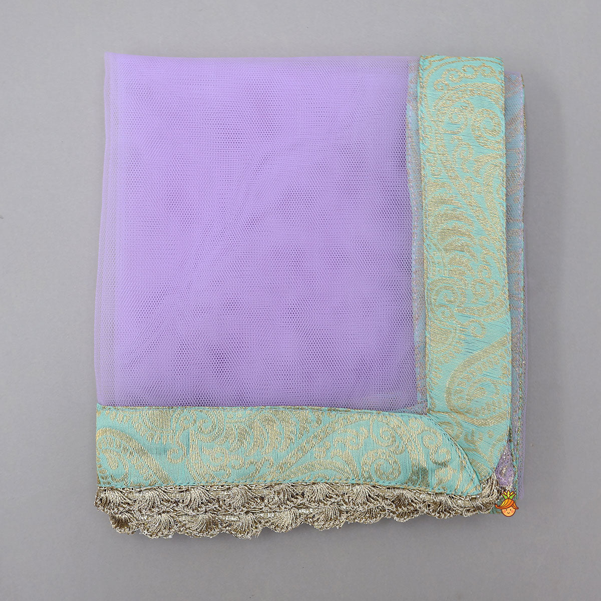 Intricate Embroidered Top And Brocade Lehenga With Matching Net Dupatta And Brocade Potli Bag