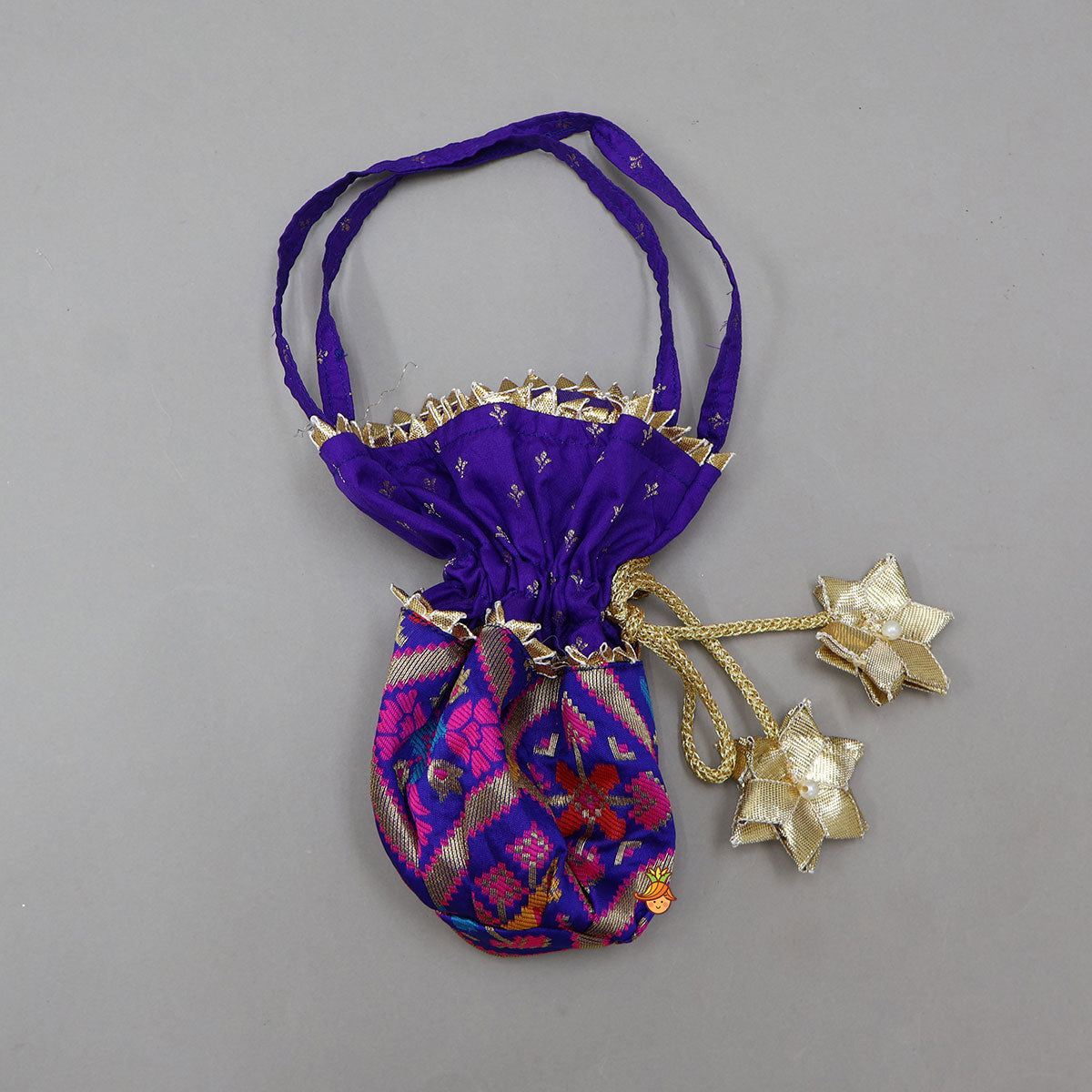 Gorgeous Embroidered Top And Brocade Lehenga With Matching Net Dupatta And Brocade Potli Bag