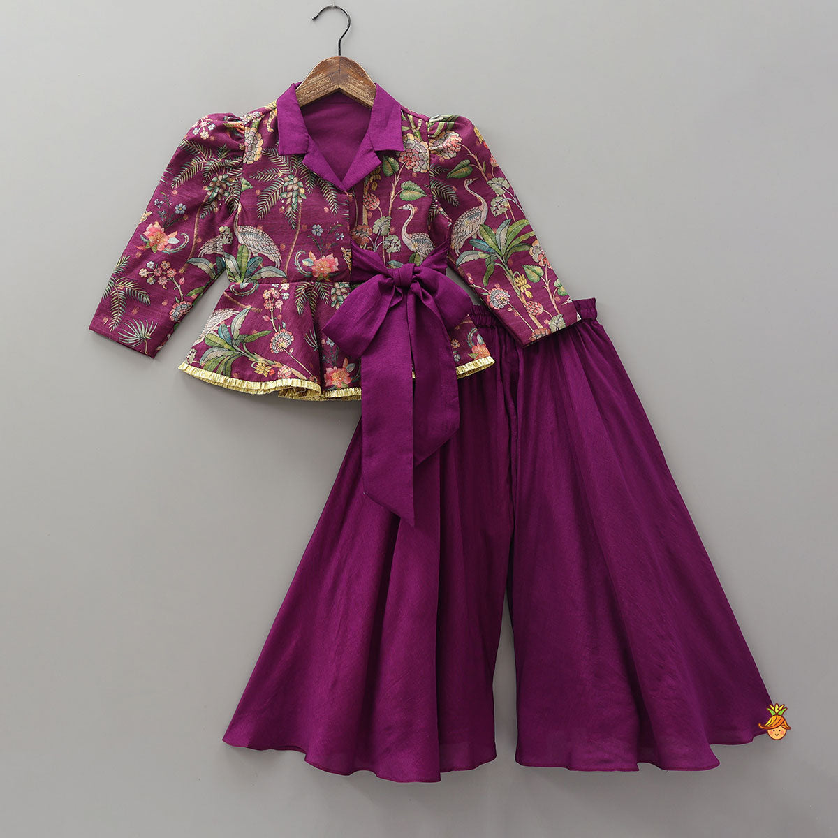 Jacket Style Peplum Top And Flared Palazzo