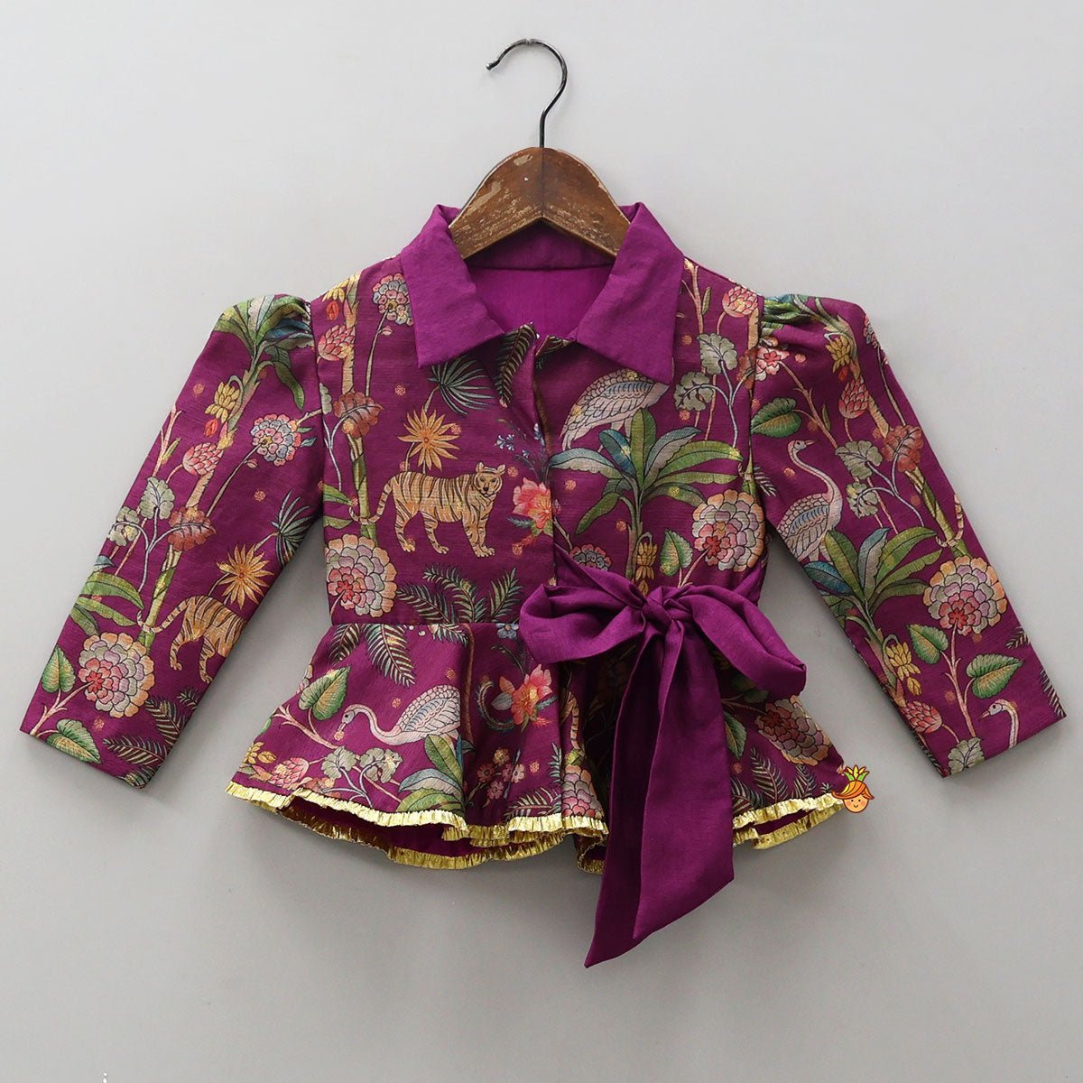 Jacket Style Peplum Top And Flared Palazzo