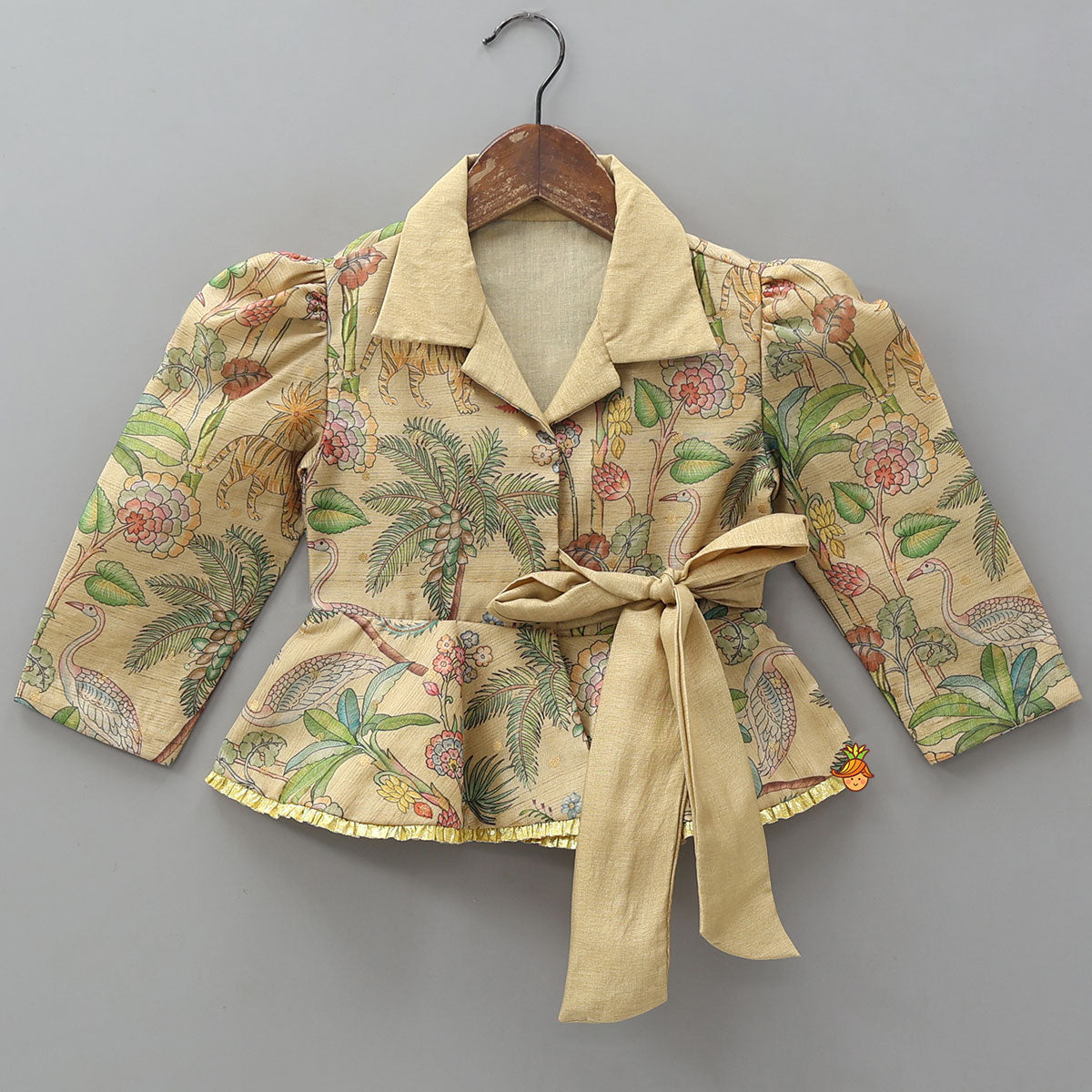 Jacket Style Elegant Peplum Top And Flared Palazzo