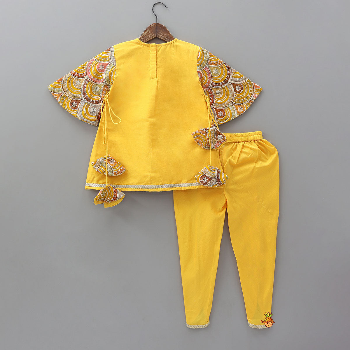 Embroidered Kurti And Tulip Dhoti With Net Dupatta