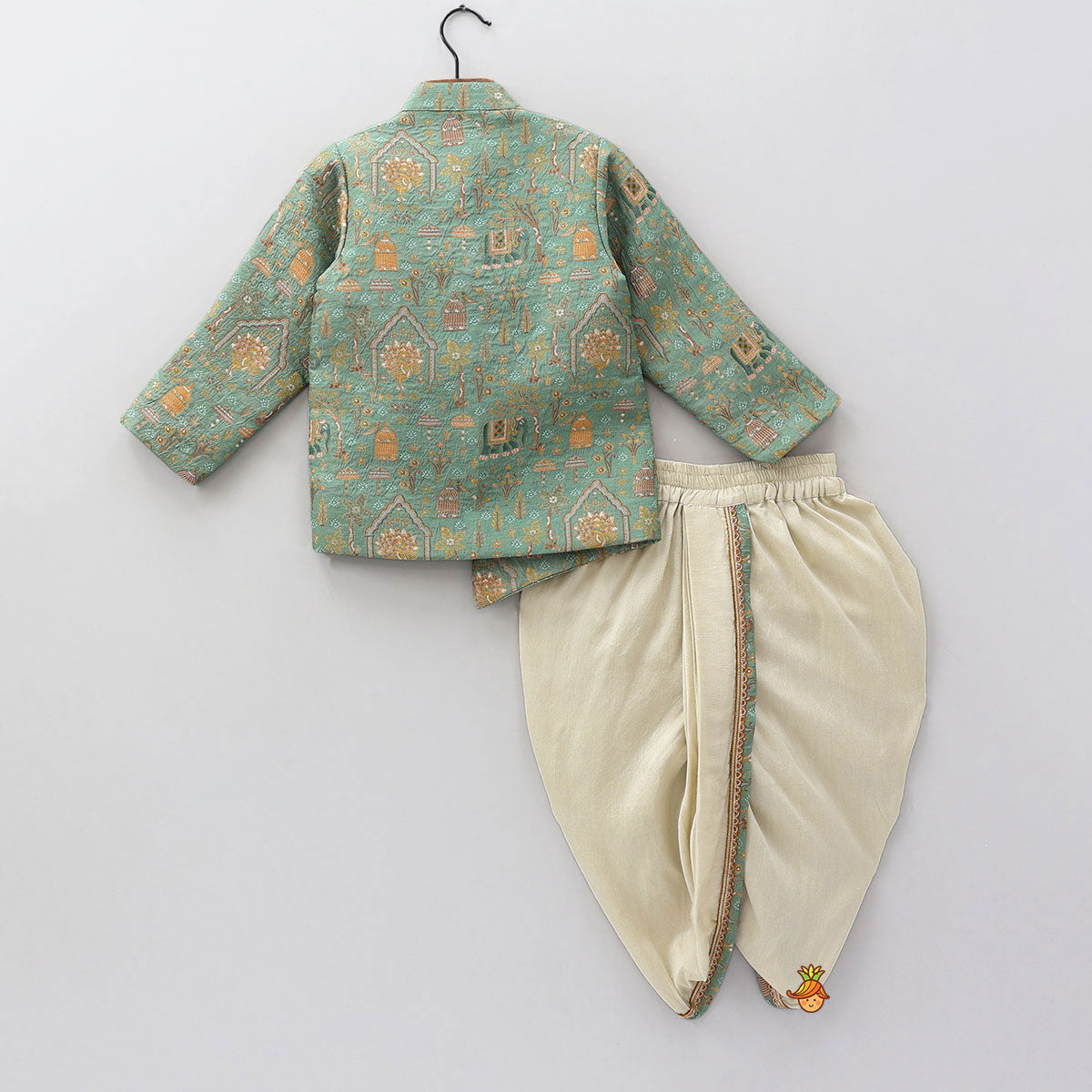 Asymmetric Brocade Sherwani And Dhoti