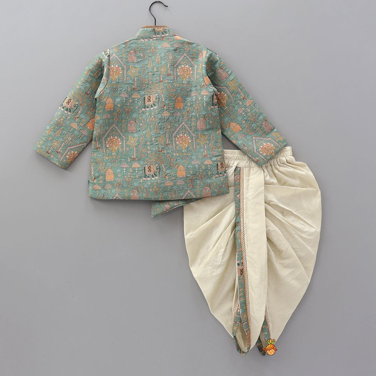 Asymmetric Brocade Sherwani And Dhoti