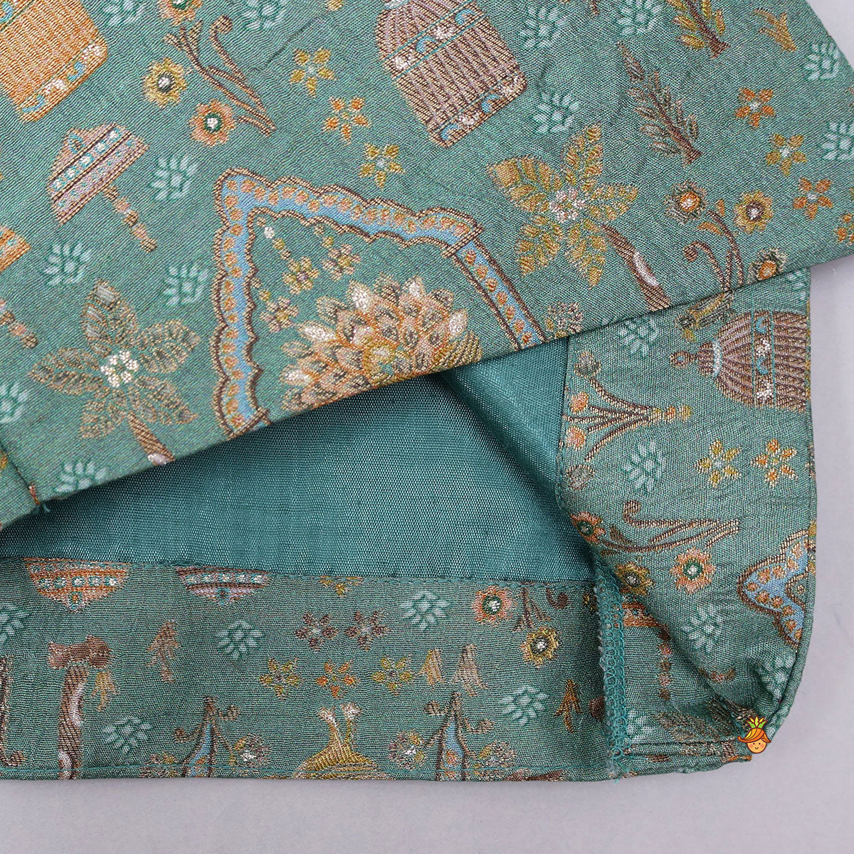 Asymmetric Brocade Sherwani And Dhoti