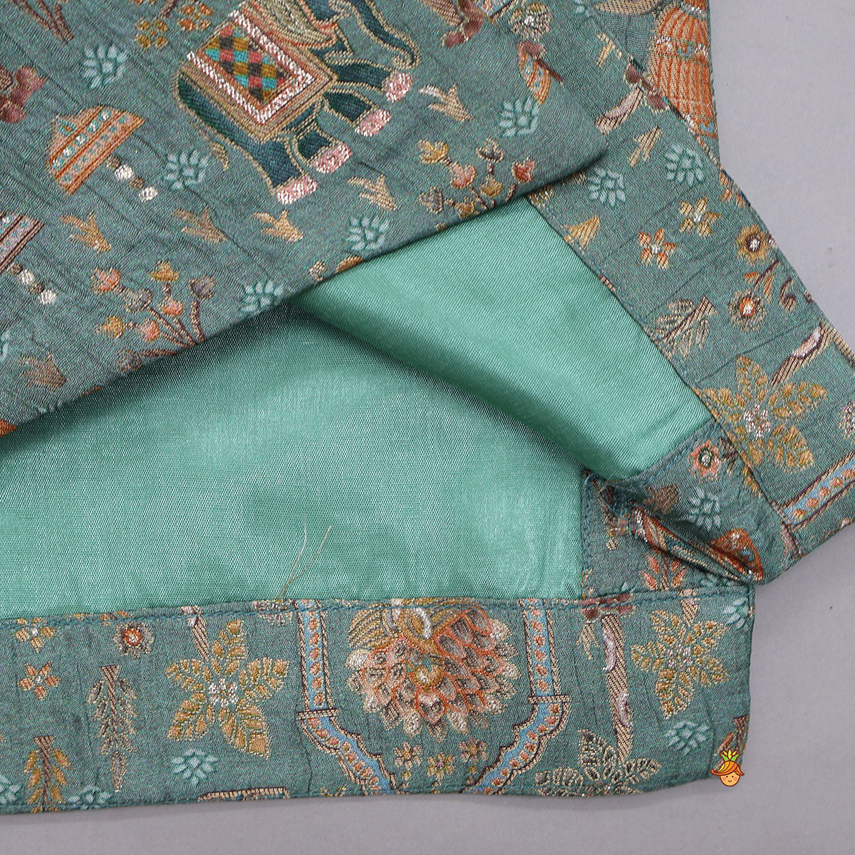 Asymmetric Brocade Sherwani And Dhoti