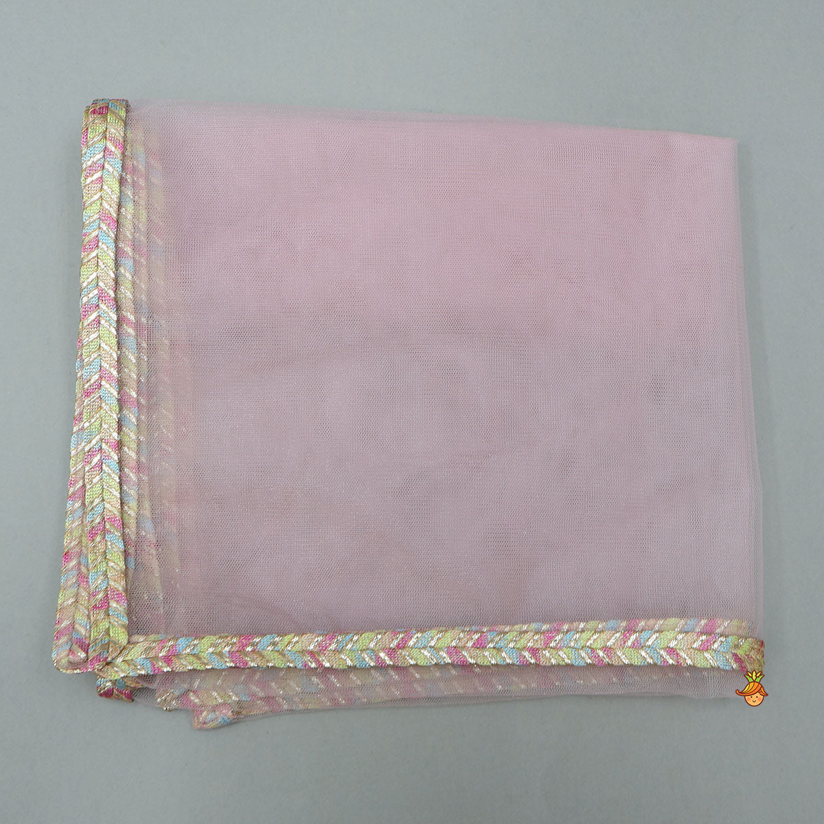 Sequined Crop Top And Lehenga With Net Dupatta