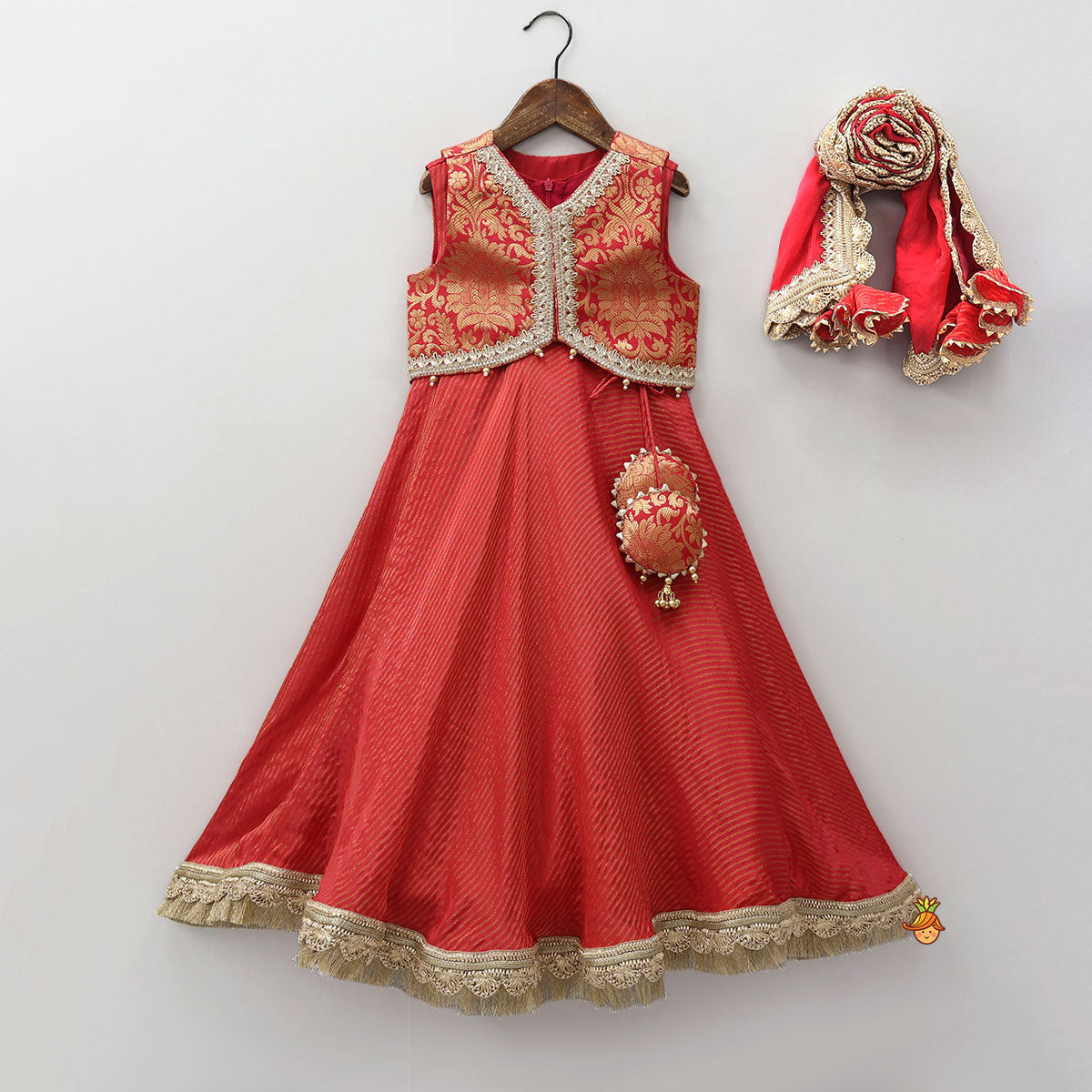 Anarkali With Brocade Jacket And Matching Dupatta