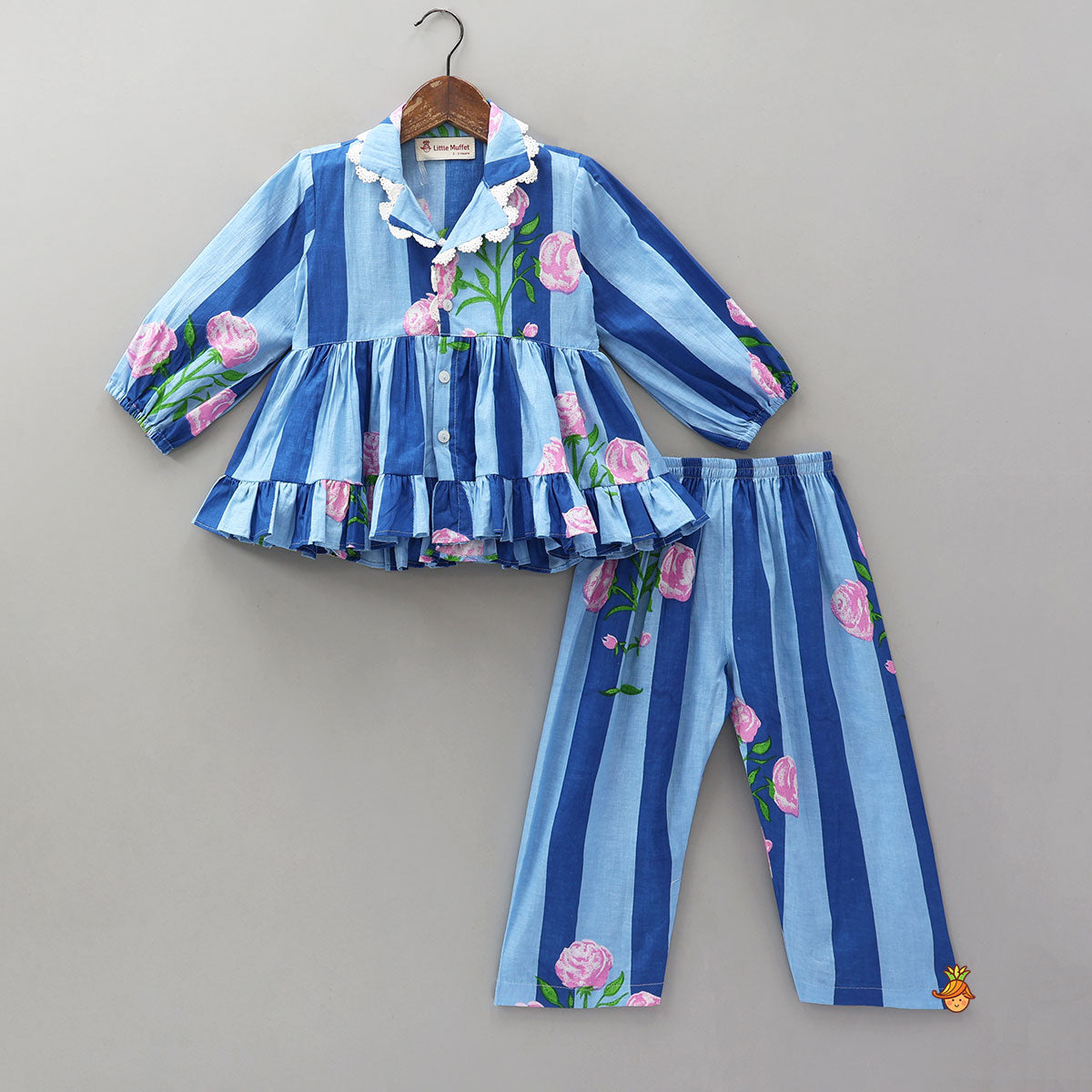 Striped Frilly Top And Pyjama