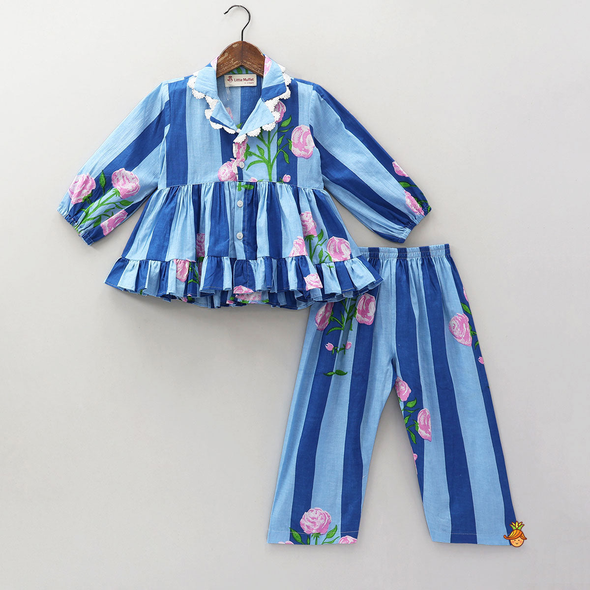 Striped Frilly Top And Pyjama